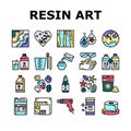 Resin Art Creation Collection Icons Set Vector