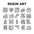 Resin Art Creation Collection Icons Set Vector