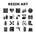 Resin Art Creation Collection Icons Set Vector