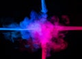 Resistance of blue and red smoke in slow motion Royalty Free Stock Photo