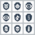 Resistance, Protection from External Influence and Guarding Related Vector Icons in Glyph Style Royalty Free Stock Photo