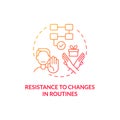 Resistance to changes in routines concept icon