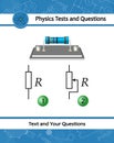 Resistor. Capacitor resistor icon with simple electrical scheme. Physical test with device having a designed resistance Royalty Free Stock Photo