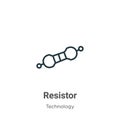 Resistor outline vector icon. Thin line black resistor icon, flat vector simple element illustration from editable technology