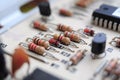 Resistors on motherboard Royalty Free Stock Photo