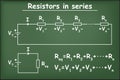 Resistors in series on green chalkboard