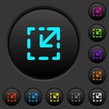 Resize element dark push buttons with color icons Royalty Free Stock Photo