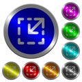 Resize element luminous coin-like round color buttons