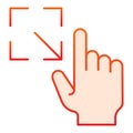 Resize gesture flat icon. Enlarge touch screen vector illustration isolated on white. Click gradient style design