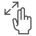 Resize gesture line icon. Zoom in vector illustration isolated on white. Swipe gesture outline style design, designed