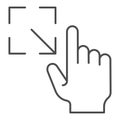 Resize gesture thin line icon. Enlarge touch screen vector illustration isolated on white. Click outline style design