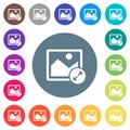 Resize image large flat white icons on round color backgrounds