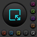 Resize object dark push buttons with color icons