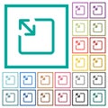 Resize object flat color icons with quadrant frames Royalty Free Stock Photo