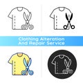 Resizing clothes black linear icon Royalty Free Stock Photo