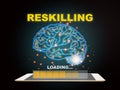 Reskilling loading with brain modern technology machine learning background Royalty Free Stock Photo