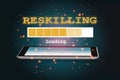 Reskilling loading on smartphone on abstract background Royalty Free Stock Photo