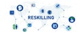 reskilling mind mapping icon template mind-mapping flowchart blue color chart