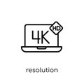 Resolution icon. Trendy modern flat linear vector Resolution icon on white background from thin line Technology collection