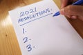 2021 resolutions, goals plans in life, business, man writing and preparing for new year 2021