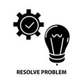 resolve problem icon, black vector sign with editable strokes, concept illustration