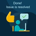 Resolved issue flat concept vector icon
