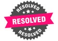 resolved. resolved round pink label isolated on transparent background