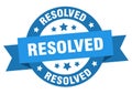 resolved round ribbon isolated label. resolved sign. Royalty Free Stock Photo