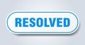 resolved sign. rounded isolated button. white sticker Royalty Free Stock Photo