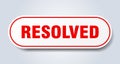 resolved sign. rounded isolated button. white sticker Royalty Free Stock Photo