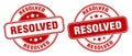Resolved stamp. resolved label. round grunge sign