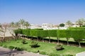 Resort architecture in Egypt, beautiful garden at hotel resort and building in traditional arabic style Royalty Free Stock Photo