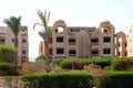 Resort architecture in Egypt. Hotel and palm trees Royalty Free Stock Photo