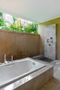 Resort bathroom shower semi outdoors Royalty Free Stock Photo