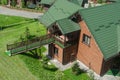 Resort Bukovel. Mountains Carpathians. Ukraine. April 30, 2017. Beautiful view of the resort Bukovel from the height of the lift Royalty Free Stock Photo