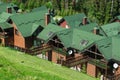 Resort Bukovel. Mountains Carpathians. Ukraine. April 30, 2017. Beautiful view of the resort Bukovel from the height of the lift Royalty Free Stock Photo