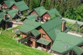 Resort Bukovel. Mountains Carpathians. Ukraine. April 30, 2017. Beautiful view of the resort Bukovel from the height of the lift Royalty Free Stock Photo