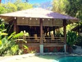 Resort dining area and pool Royalty Free Stock Photo