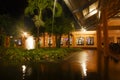 Resort garden at night Royalty Free Stock Photo