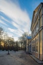 Resort hall of Kuressaare town by springtime morning Royalty Free Stock Photo