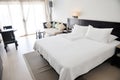 Resort hotel room with king size bed Royalty Free Stock Photo