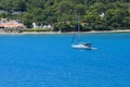 Resort with Mediterranean sea with azure water in Kemer