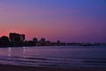 Resort near the Black Sea in Romania with the purple night sky