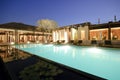 Resort with swimmimg pool at night Royalty Free Stock Photo