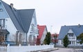 The resort town of Parnu in Estonia with beautiful wooden houses with triangular roofs