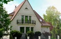 The resort town of Parnu in Estonia with beautiful wooden houses with triangular roofs