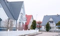 The resort town of Parnu in Estonia with beautiful wooden houses with triangular roofs