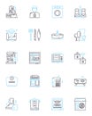 Resort trade linear icons set. Hospitality, Luxury, Accommodation, Amenities, Entertainment, Leisure, Vacation line Royalty Free Stock Photo