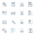 Resort trade linear icons set. Hospitality, Luxury, Accommodation, Amenities, Entertainment, Leisure, Vacation line