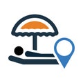 resort, umbrella, location, pin, resort location icon